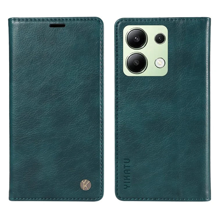 YIKATU YK-006 For Xiaomi Redmi Note 13 4G Leather Case Magnetic Closing Litchi Texture