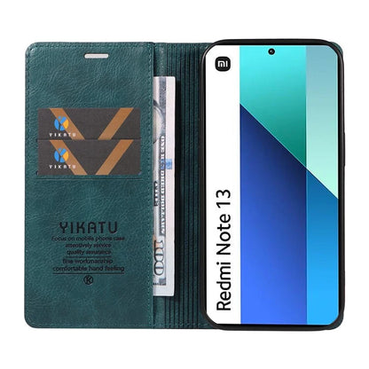 YIKATU YK-006 For Xiaomi Redmi Note 13 4G Leather Case Magnetic Closing Litchi Texture