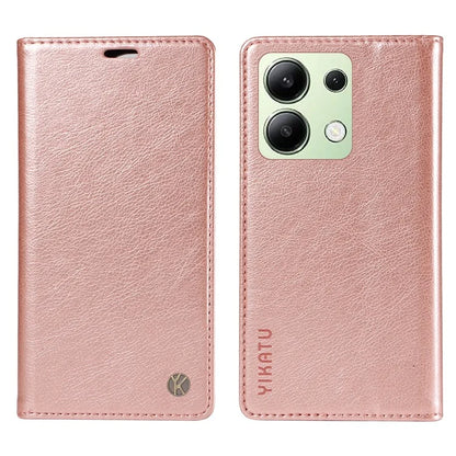 YIKATU YK-006 For Xiaomi Redmi Note 13 4G Leather Case Magnetic Closing Litchi Texture