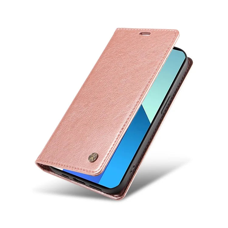 YIKATU YK-006 For Xiaomi Redmi Note 13 4G Leather Case Magnetic Closing Litchi Texture