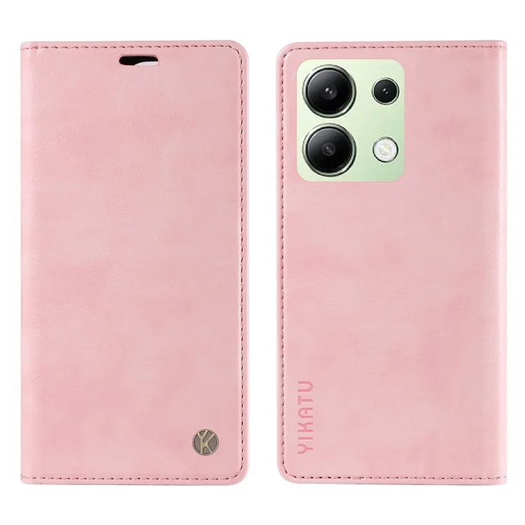 YIKATU YK-006 For Xiaomi Redmi Note 13 4G Leather Case Magnetic Closing Litchi Texture
