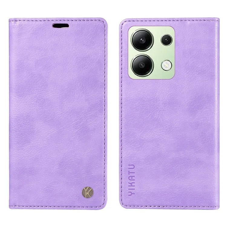 YIKATU YK-006 For Xiaomi Redmi Note 13 4G Leather Case Magnetic Closing Litchi Texture