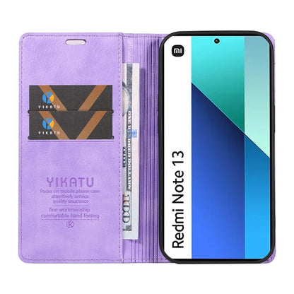 YIKATU YK-006 For Xiaomi Redmi Note 13 4G Leather Case Magnetic Closing Litchi Texture