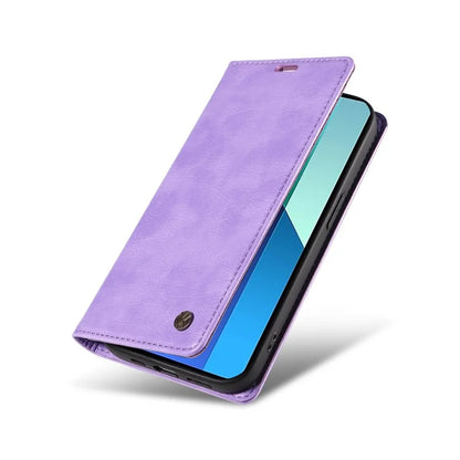 YIKATU YK-006 For Xiaomi Redmi Note 13 4G Leather Case Magnetic Closing Litchi Texture