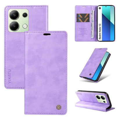 YIKATU YK-006 For Xiaomi Redmi Note 13 4G Leather Case Magnetic Closing Litchi Texture