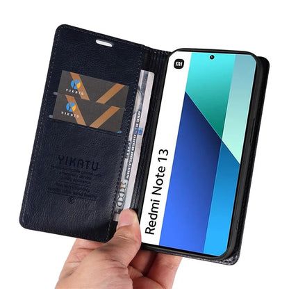 YIKATU YK-006 For Xiaomi Redmi Note 13 4G Leather Case Magnetic Closing Litchi Texture