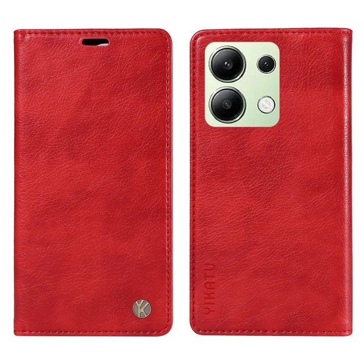 YIKATU YK-006 For Xiaomi Redmi Note 13 4G Leather Case Magnetic Closing Litchi Texture