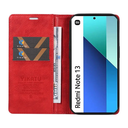 YIKATU YK-006 For Xiaomi Redmi Note 13 4G Leather Case Magnetic Closing Litchi Texture
