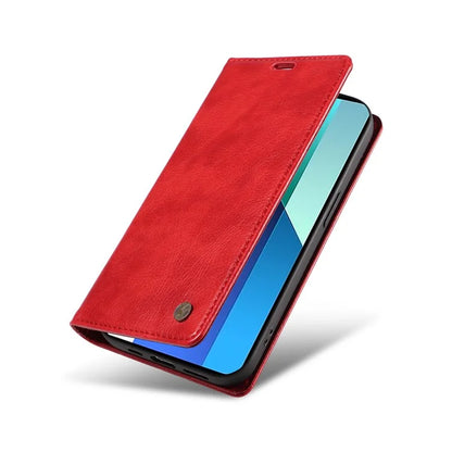 YIKATU YK-006 For Xiaomi Redmi Note 13 4G Leather Case Magnetic Closing Litchi Texture