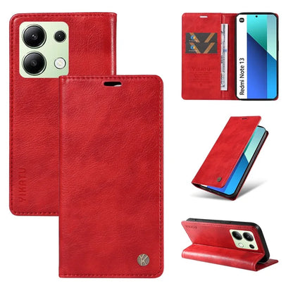 YIKATU YK-006 For Xiaomi Redmi Note 13 4G Leather Case Magnetic Closing Litchi Texture