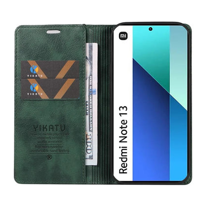 YIKATU YK-006 For Xiaomi Redmi Note 13 4G Leather Case Magnetic Closing Litchi Texture