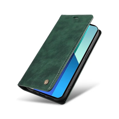 YIKATU YK-006 For Xiaomi Redmi Note 13 4G Leather Case Magnetic Closing Litchi Texture