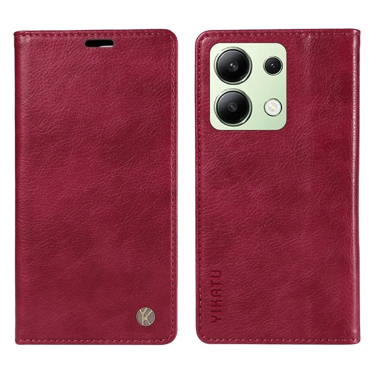YIKATU YK-006 For Xiaomi Redmi Note 13 4G Leather Case Magnetic Closing Litchi Texture