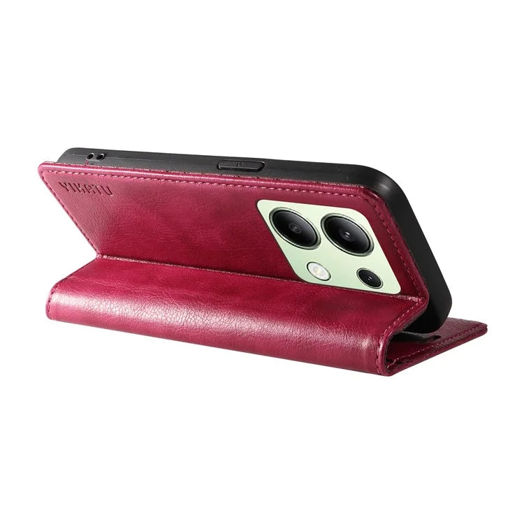 YIKATU YK-006 For Xiaomi Redmi Note 13 4G Leather Case Magnetic Closing Litchi Texture