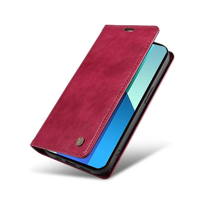 YIKATU YK-006 For Xiaomi Redmi Note 13 4G Leather Case Magnetic Closing Litchi Texture