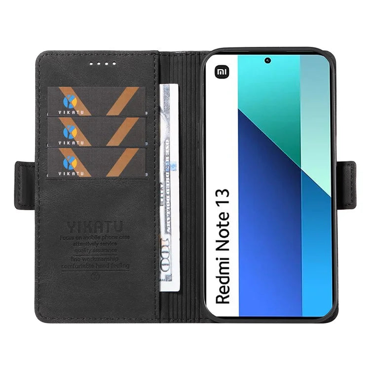 YIKATU YK-005 For Xiaomi Redmi Note 13 4G Wallet Cover Skin-touch Leather Phone Case