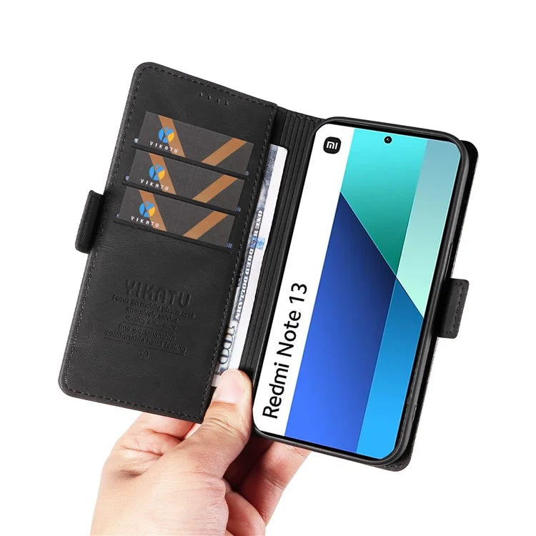 YIKATU YK-005 For Xiaomi Redmi Note 13 4G Wallet Cover Skin-touch Leather Phone Case