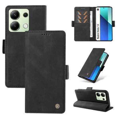 YIKATU YK-005 For Xiaomi Redmi Note 13 4G Wallet Cover Skin-touch Leather Phone Case