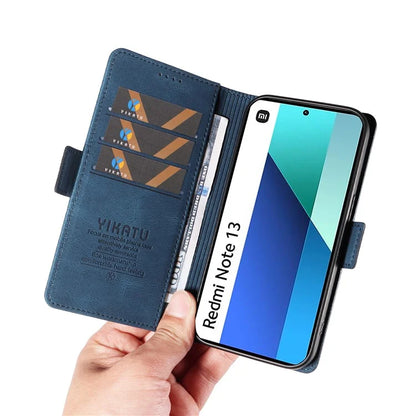 YIKATU YK-005 For Xiaomi Redmi Note 13 4G Wallet Cover Skin-touch Leather Phone Case