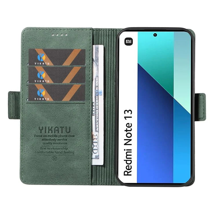 YIKATU YK-005 For Xiaomi Redmi Note 13 4G Wallet Cover Skin-touch Leather Phone Case