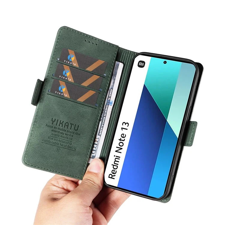 YIKATU YK-005 For Xiaomi Redmi Note 13 4G Wallet Cover Skin-touch Leather Phone Case