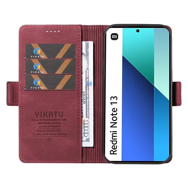 YIKATU YK-005 For Xiaomi Redmi Note 13 4G Wallet Cover Skin-touch Leather Phone Case
