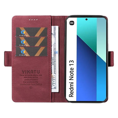 YIKATU YK-005 For Xiaomi Redmi Note 13 4G Wallet Cover Skin-touch Leather Phone Case