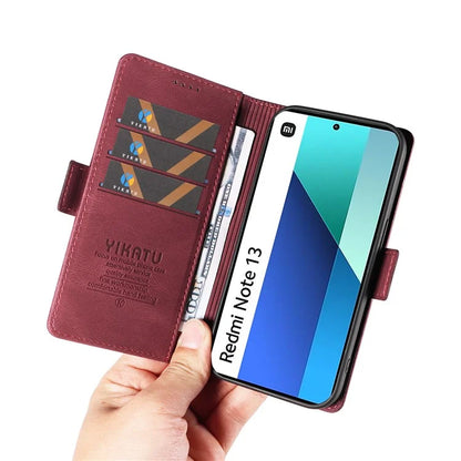 YIKATU YK-005 For Xiaomi Redmi Note 13 4G Wallet Cover Skin-touch Leather Phone Case