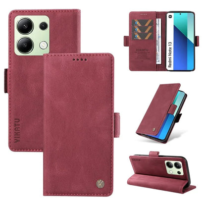 YIKATU YK-005 For Xiaomi Redmi Note 13 4G Wallet Cover Skin-touch Leather Phone Case
