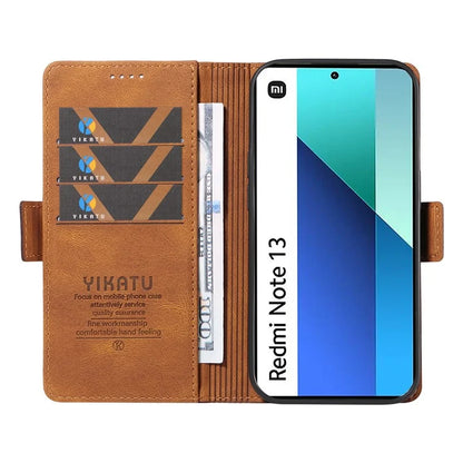 YIKATU YK-005 For Xiaomi Redmi Note 13 4G Wallet Cover Skin-touch Leather Phone Case