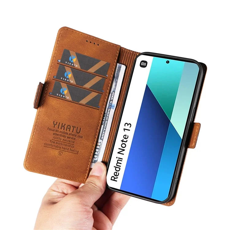YIKATU YK-005 For Xiaomi Redmi Note 13 4G Wallet Cover Skin-touch Leather Phone Case