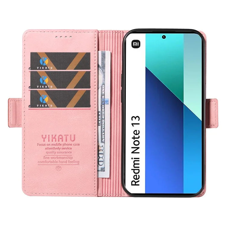 YIKATU YK-005 For Xiaomi Redmi Note 13 4G Wallet Cover Skin-touch Leather Phone Case