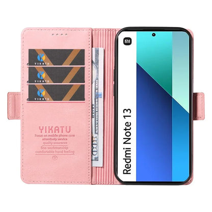 YIKATU YK-005 For Xiaomi Redmi Note 13 4G Wallet Cover Skin-touch Leather Phone Case