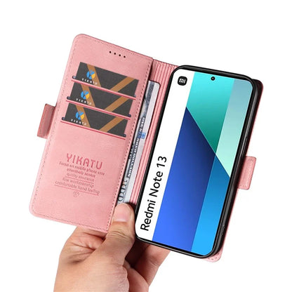 YIKATU YK-005 For Xiaomi Redmi Note 13 4G Wallet Cover Skin-touch Leather Phone Case