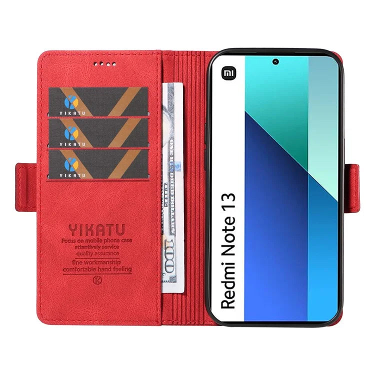 YIKATU YK-005 For Xiaomi Redmi Note 13 4G Wallet Cover Skin-touch Leather Phone Case