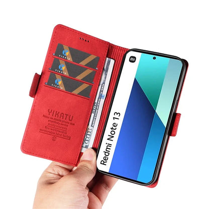 YIKATU YK-005 For Xiaomi Redmi Note 13 4G Wallet Cover Skin-touch Leather Phone Case