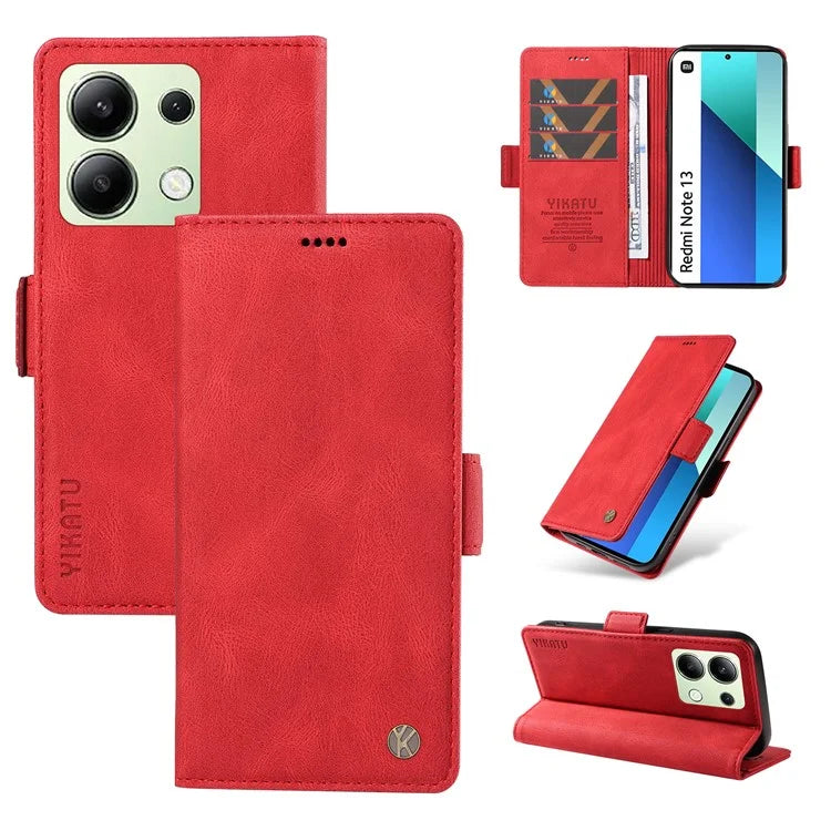 YIKATU YK-005 For Xiaomi Redmi Note 13 4G Wallet Cover Skin-touch Leather Phone Case