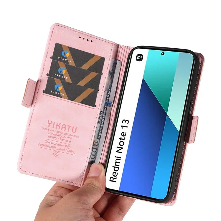 YIKATU YK-007 For Xiaomi Redmi Note 13 4G Leather Case Litchi Texture Cover Phone Wallet