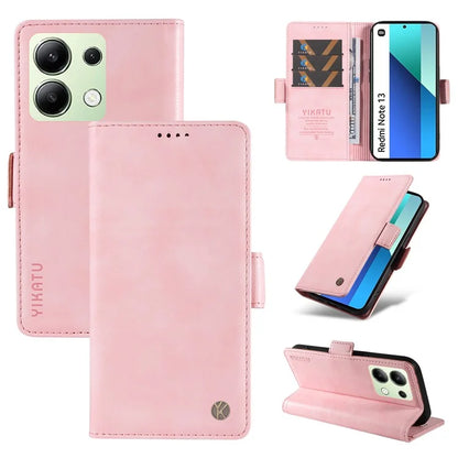 YIKATU YK-007 For Xiaomi Redmi Note 13 4G Leather Case Litchi Texture Cover Phone Wallet