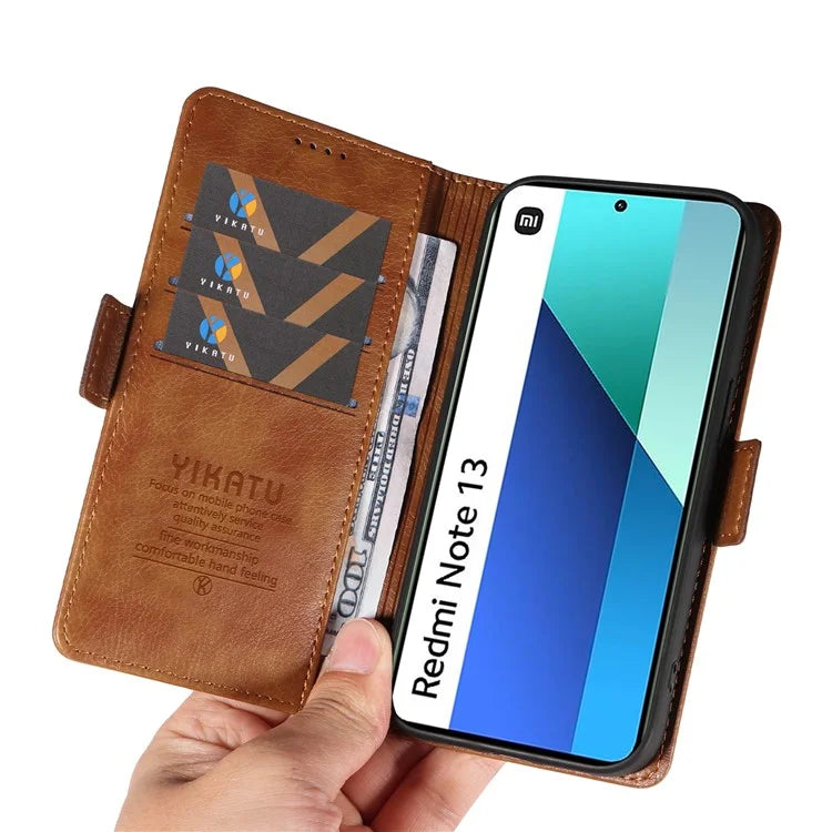 YIKATU YK-007 For Xiaomi Redmi Note 13 4G Leather Case Litchi Texture Cover Phone Wallet