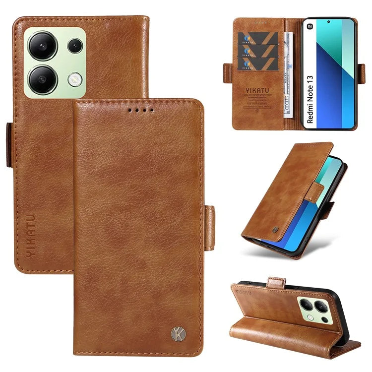 YIKATU YK-007 For Xiaomi Redmi Note 13 4G Leather Case Litchi Texture Cover Phone Wallet