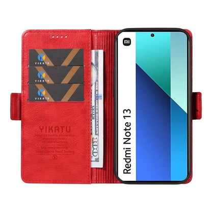 YIKATU YK-007 For Xiaomi Redmi Note 13 4G Leather Case Litchi Texture Cover Phone Wallet