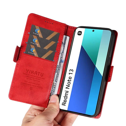 YIKATU YK-007 For Xiaomi Redmi Note 13 4G Leather Case Litchi Texture Cover Phone Wallet