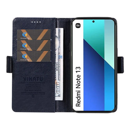 YIKATU YK-007 For Xiaomi Redmi Note 13 4G Leather Case Litchi Texture Cover Phone Wallet