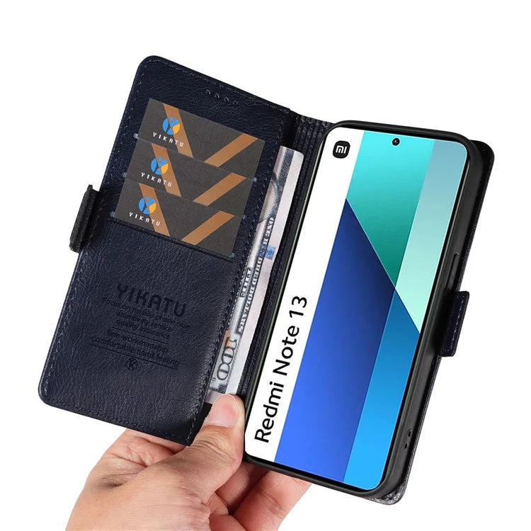 YIKATU YK-007 For Xiaomi Redmi Note 13 4G Leather Case Litchi Texture Cover Phone Wallet