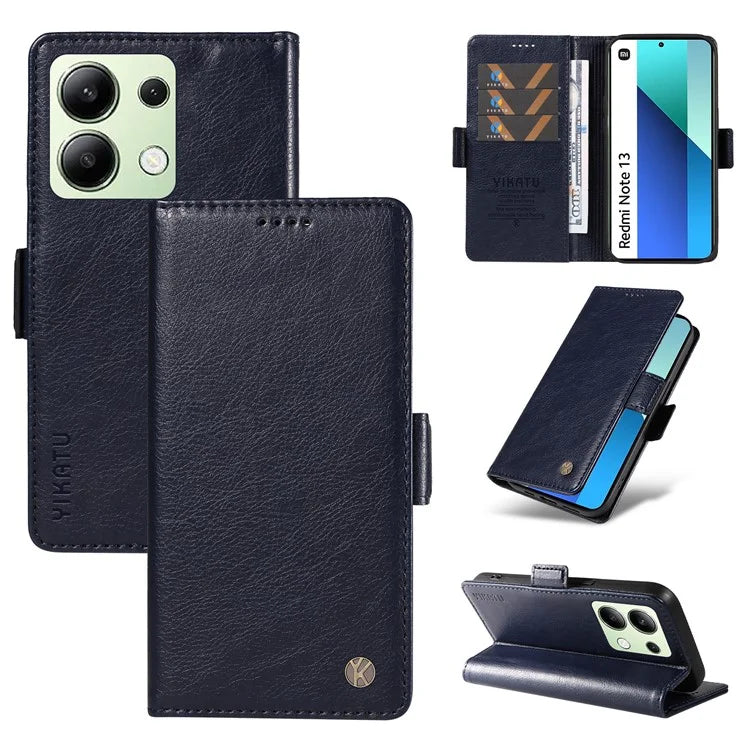 YIKATU YK-007 For Xiaomi Redmi Note 13 4G Leather Case Litchi Texture Cover Phone Wallet