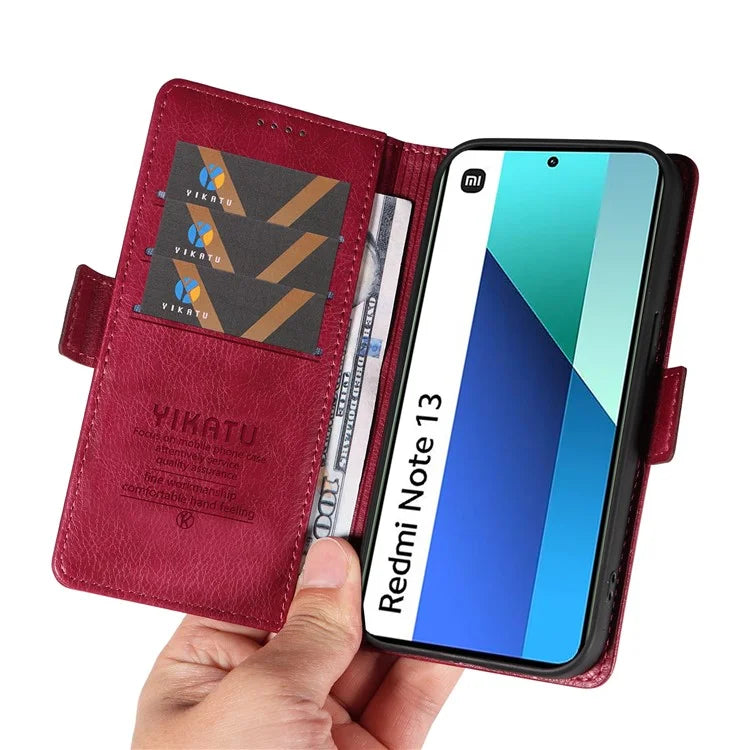 YIKATU YK-007 For Xiaomi Redmi Note 13 4G Leather Case Litchi Texture Cover Phone Wallet