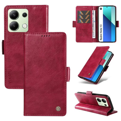 YIKATU YK-007 For Xiaomi Redmi Note 13 4G Leather Case Litchi Texture Cover Phone Wallet
