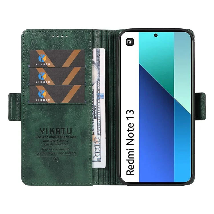 YIKATU YK-007 For Xiaomi Redmi Note 13 4G Leather Case Litchi Texture Cover Phone Wallet