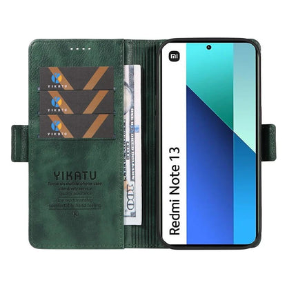 YIKATU YK-007 For Xiaomi Redmi Note 13 4G Leather Case Litchi Texture Cover Phone Wallet